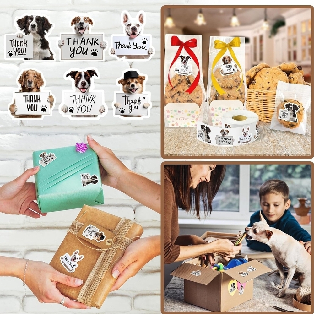 Cute Dogs Thank You Stickers Roll - Picture 4 of 6